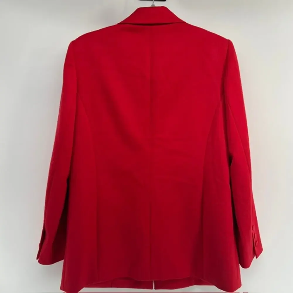 Alice + Olivia Denny Boyfriend Blazer Womens 8 Red Oversized Notch Professional - Picture 2 of 9